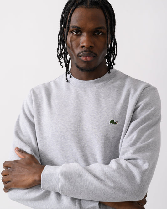 Lacoste Mens Crew Neck Fleece Sweatshirt - Silver Chine CCA