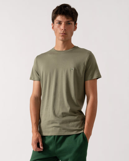 Lacoste Mens Crew Neck Pima Cotton Jersey T-Shirt - Khaki BMY