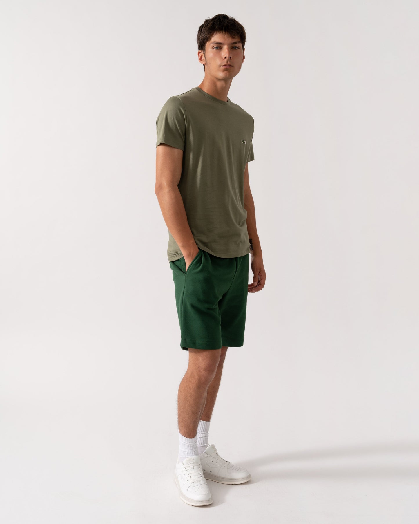 Lacoste Mens Crew Neck Pima Cotton Jersey T-Shirt - Khaki BMY