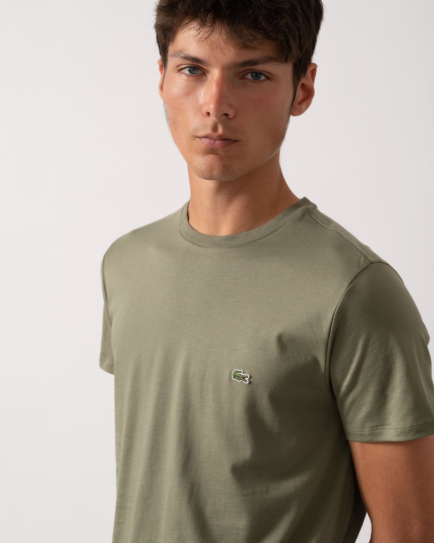 Lacoste Mens Crew Neck Pima Cotton Jersey T-Shirt - Khaki BMY