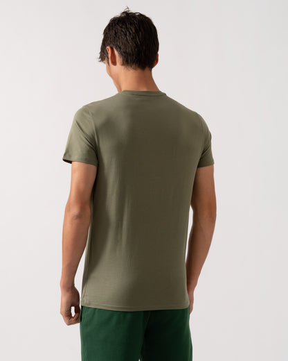 Lacoste Mens Crew Neck Pima Cotton Jersey T-Shirt - Khaki BMY