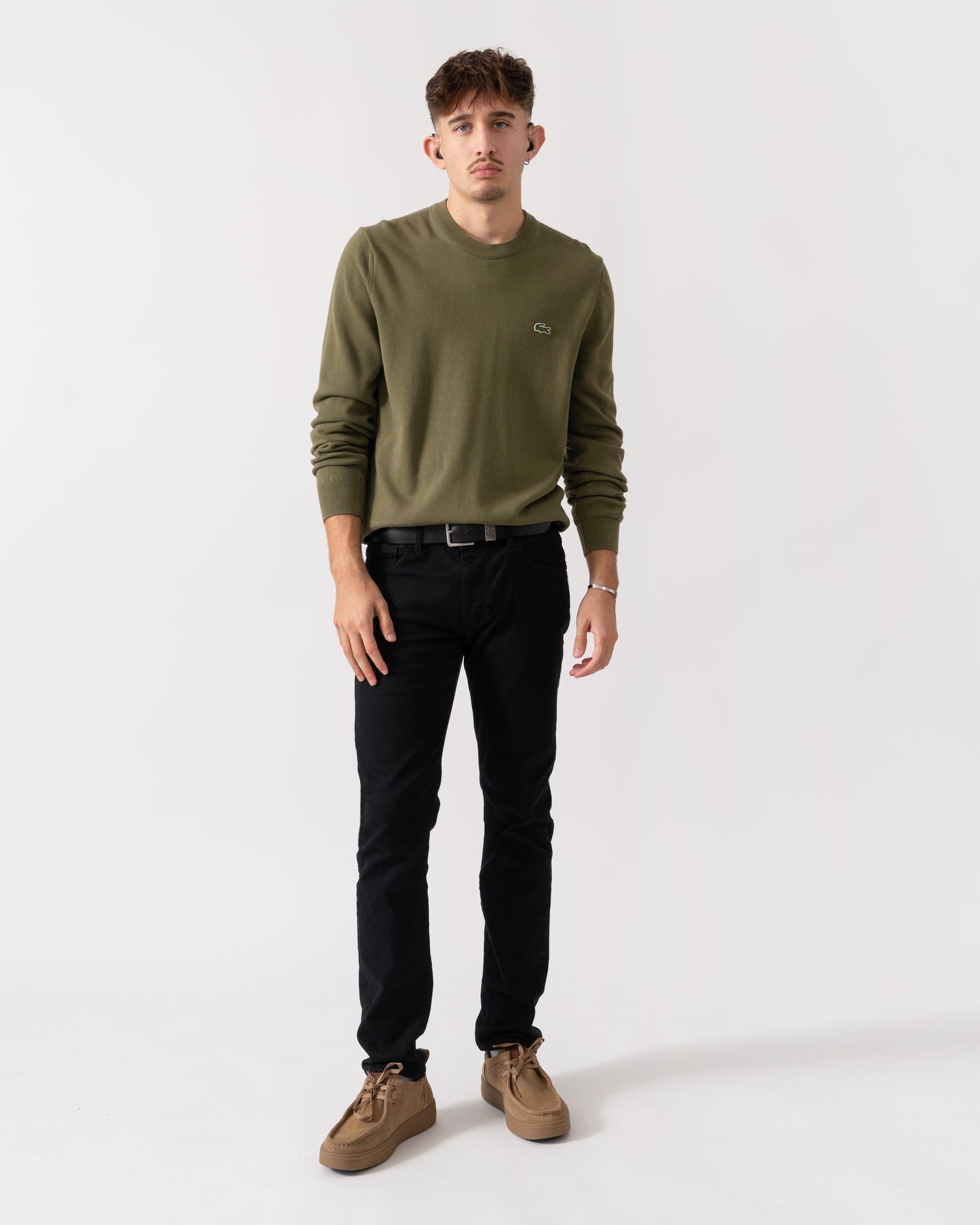 Lacoste Mens Organic Cotton Crew Neck Sweater - Olive E9F