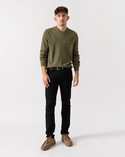 Lacoste Mens Organic Cotton Crew Neck Sweater - Olive E9F