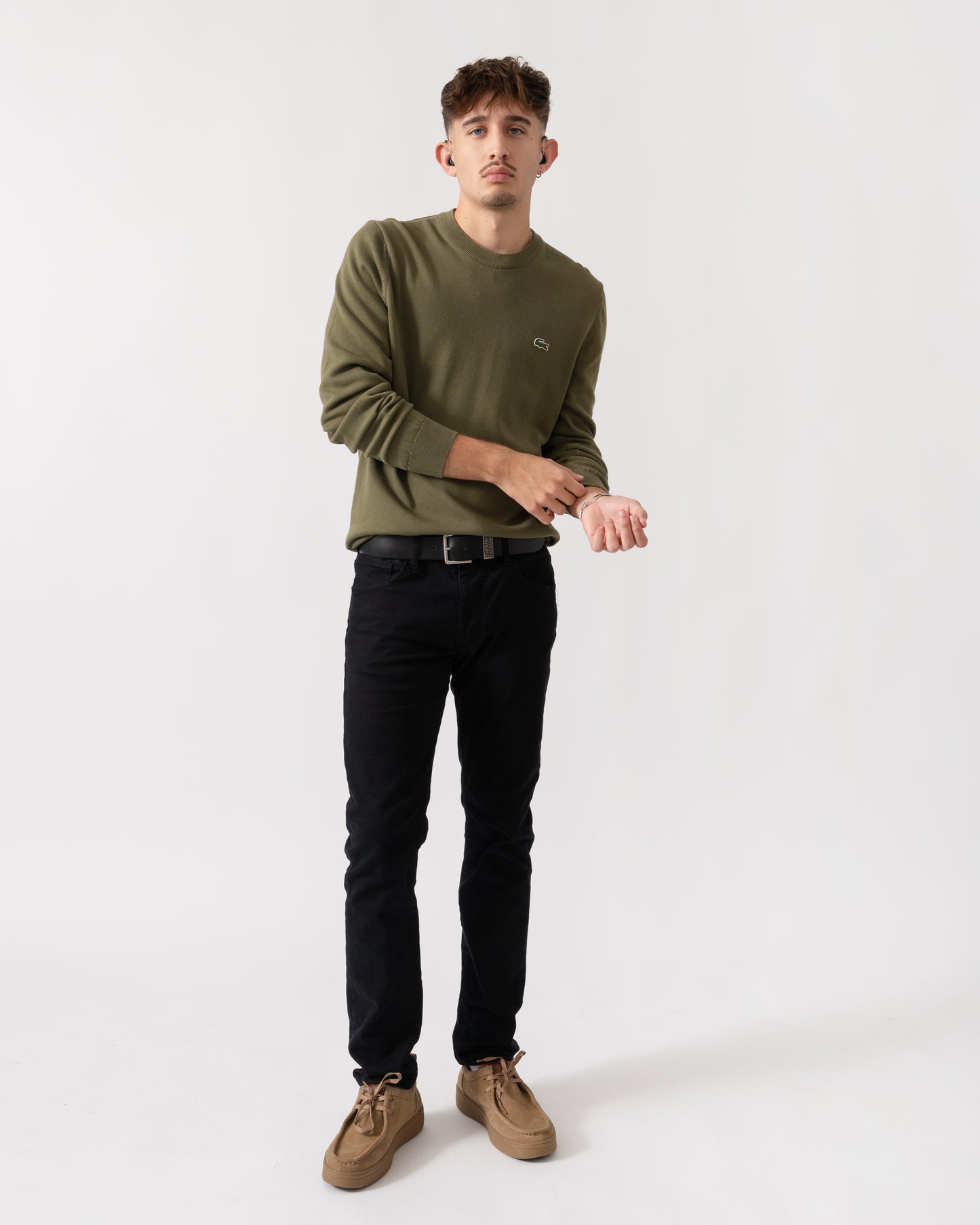 Lacoste Mens Organic Cotton Crew Neck Sweater - Olive E9F