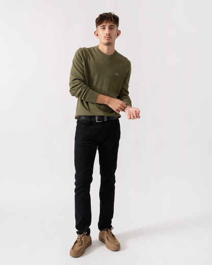 Lacoste Mens Organic Cotton Crew Neck Sweater - Olive E9F