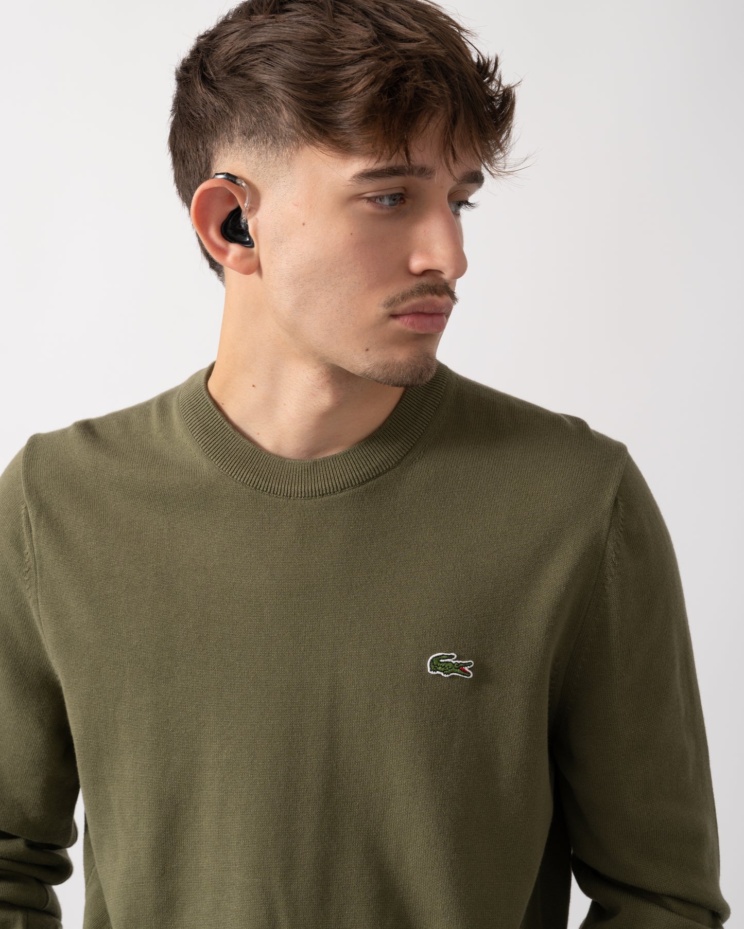 Lacoste Mens Organic Cotton Crew Neck Sweater - Olive E9F