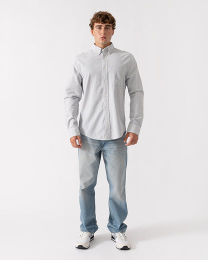 GANT Mens Regular Fit Brushed Oxford Stripe Shirt - 435 Crisp Blue | CHO | Designer Mens Long Sleeve Shirts