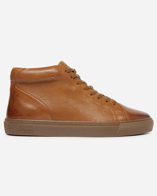 Oliver Sweeney Laxey Mens Soft-Milled Calf Leather Hi-Tops - Tan