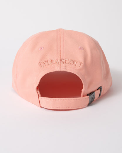 back of Lyle & Scott Baseball Cap in Y120 Pink Grapefruit