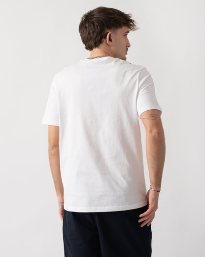 back shot of a model wearing a Lyle & Scott Check Panelled Mens T-Shirt in 626 White