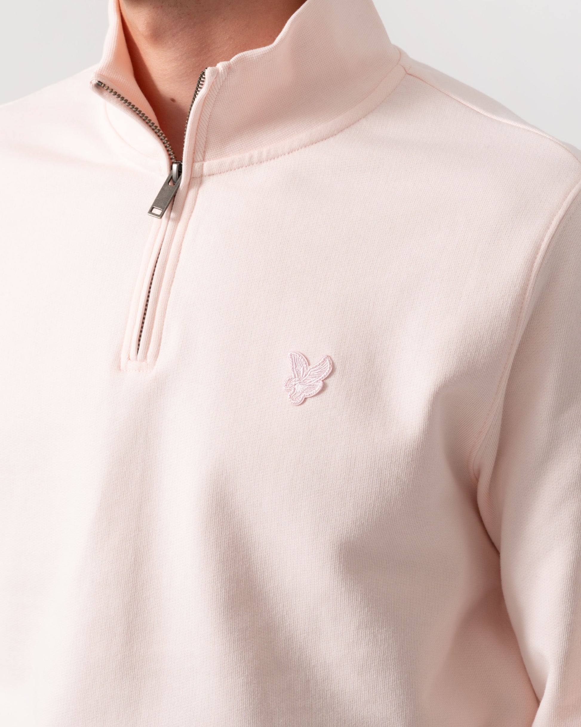 Lyle & Scott Superfine Mens Quarter Zip Sweatshirt - W488 Light Pink