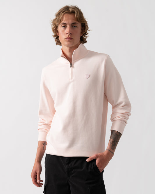 Lyle & Scott Superfine Mens Quarter Zip Sweatshirt - W488 Light Pink