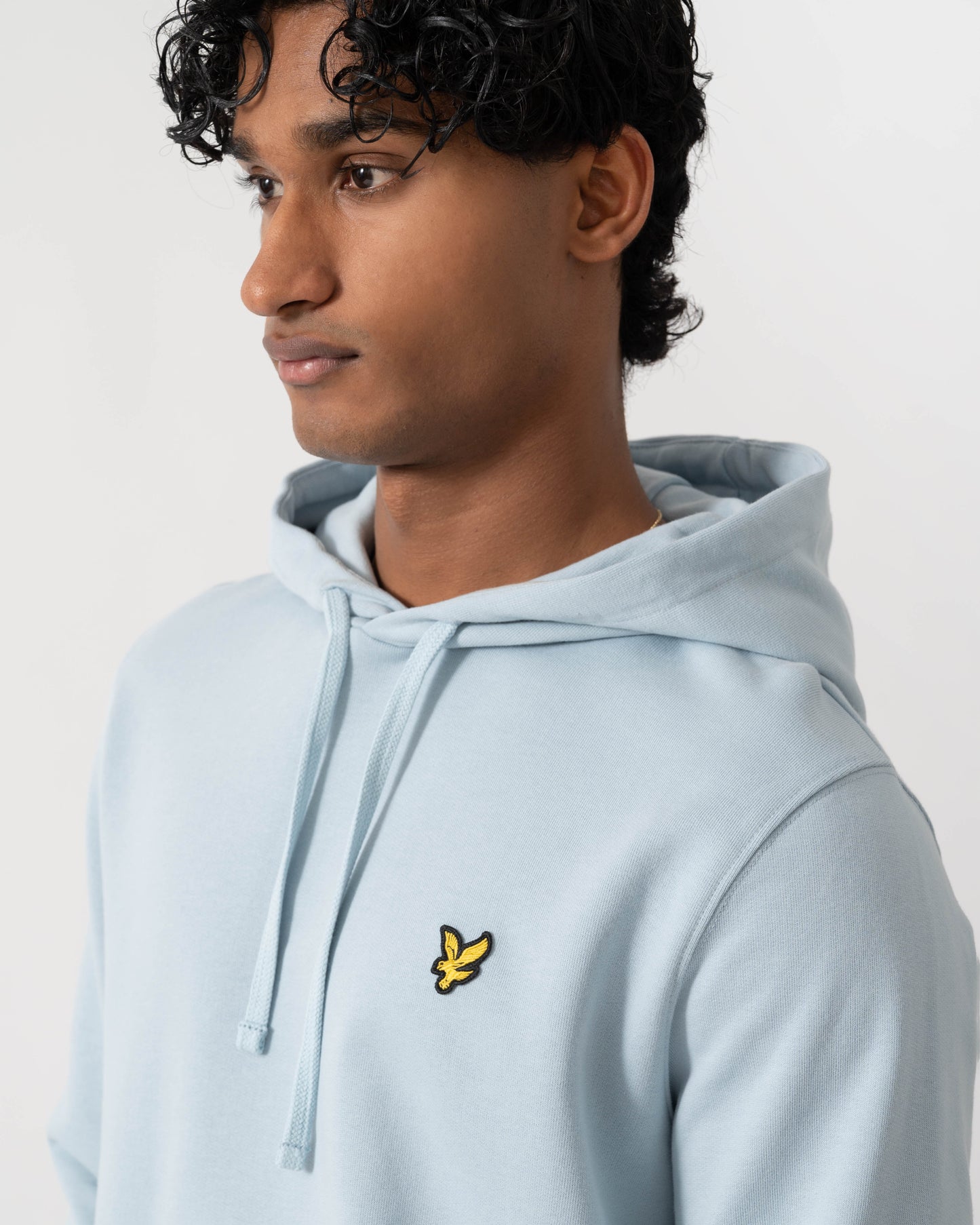 Close up of Lyle & Scott Pullover Mens Hoodie - W596 Opal Blue