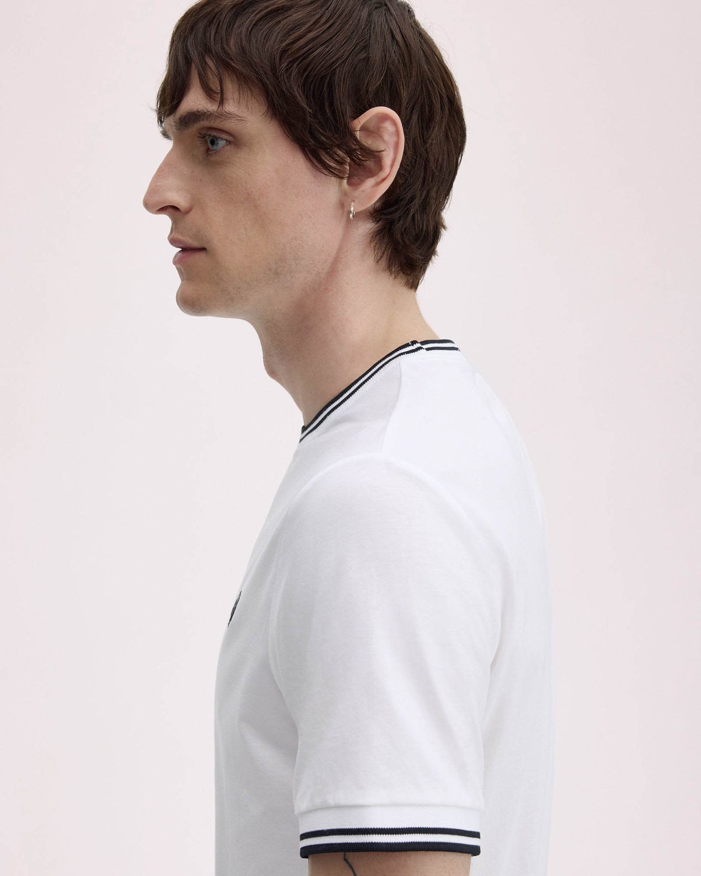 Fred Perry Mens Twin Tipped T-Shirt - White 100 side detail