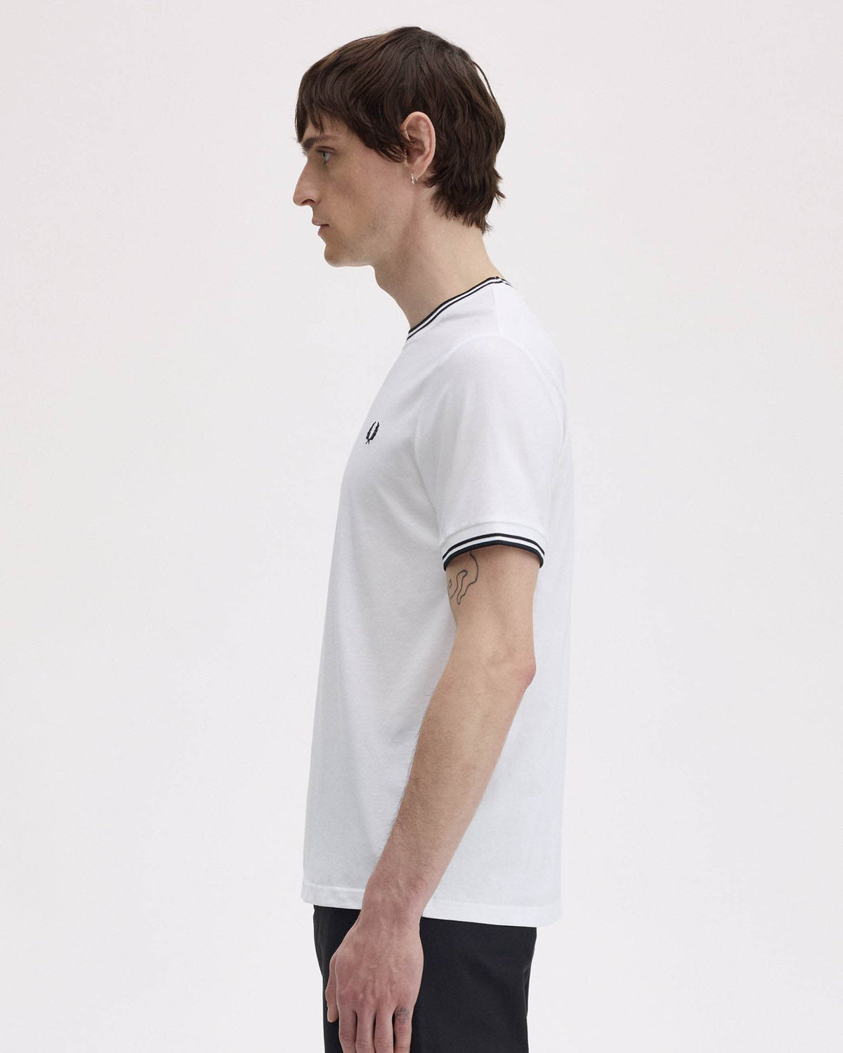 Fred Perry Mens Twin Tipped T-Shirt - White 100 side