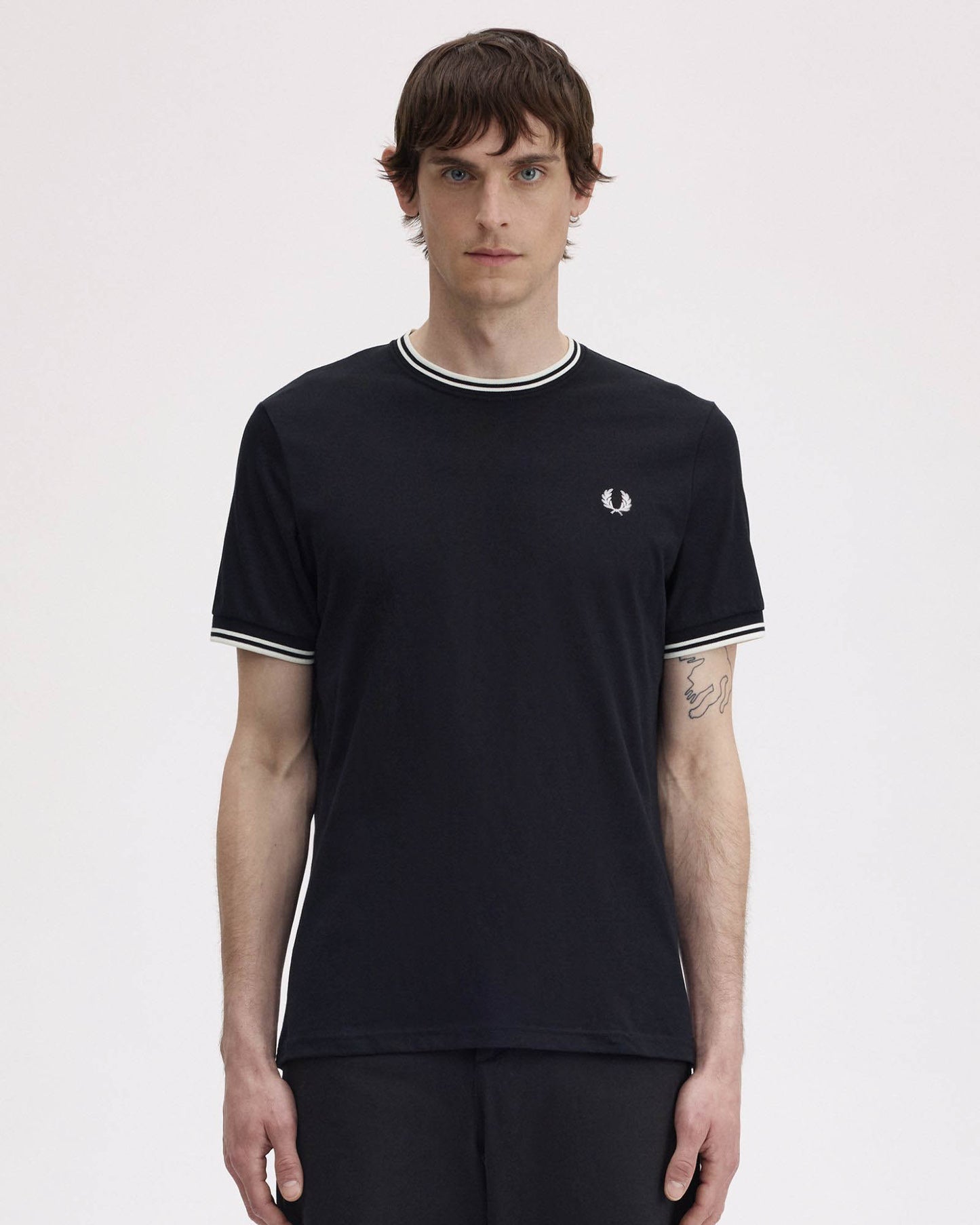 Fred Perry Mens Twin Tipped T-Shirt - Black 102 front