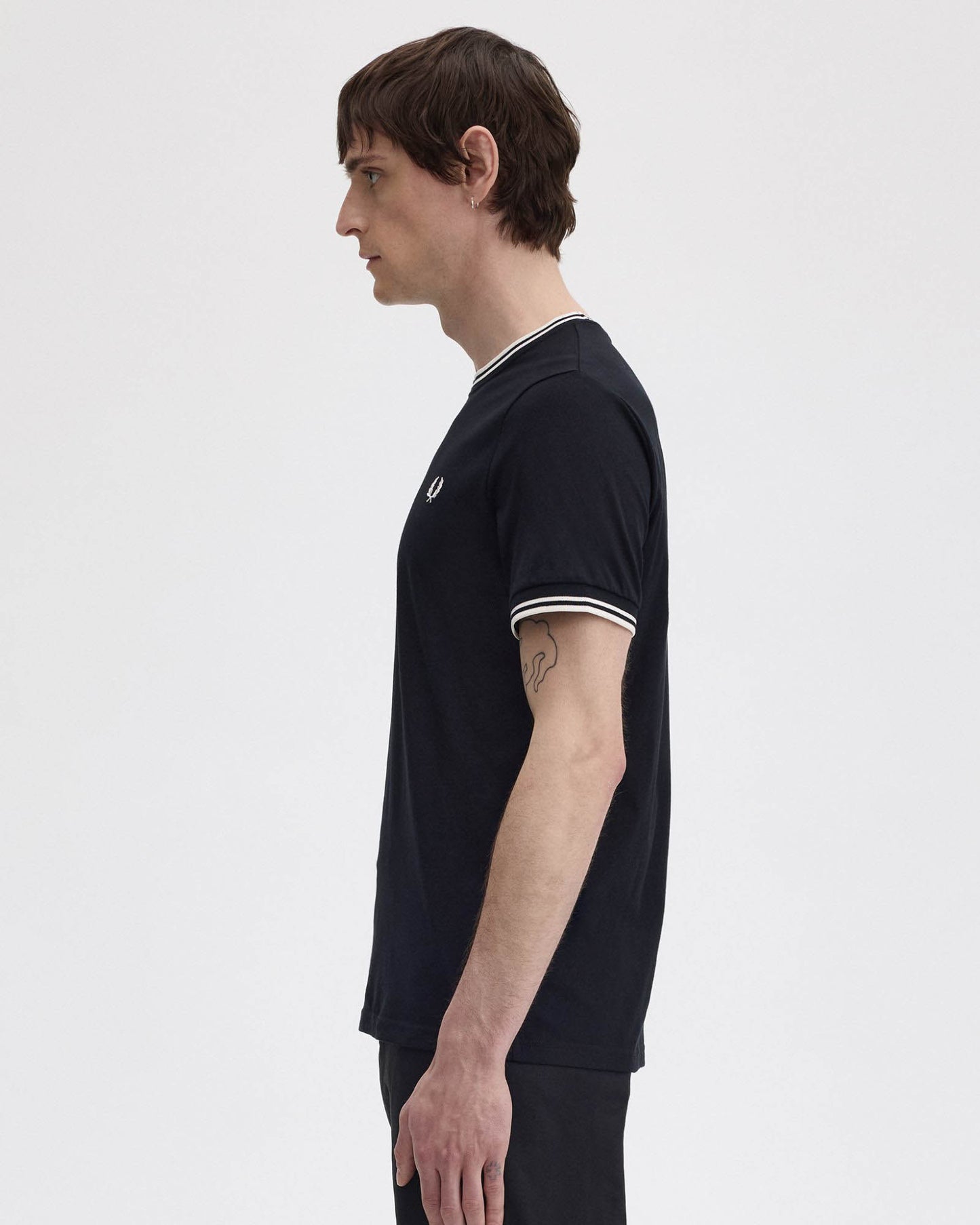Fred Perry Mens Twin Tipped T-Shirt - Black 102 side