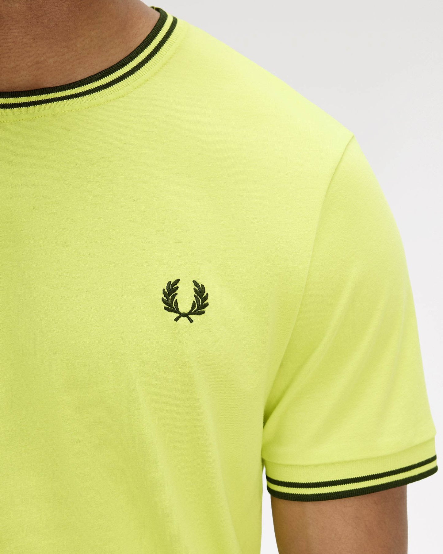 Fred Perry Mens Twin Tipped T-Shirt - Citron/Black/Black 84B | CHO | Designer Mens Short Sleeve T-Shirts & Tops