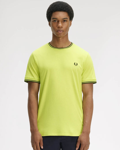 Fred Perry Mens Twin Tipped T-Shirt - Citron/Black/Black 84B | CHO | Designer Mens Short Sleeve T-Shirts & Tops