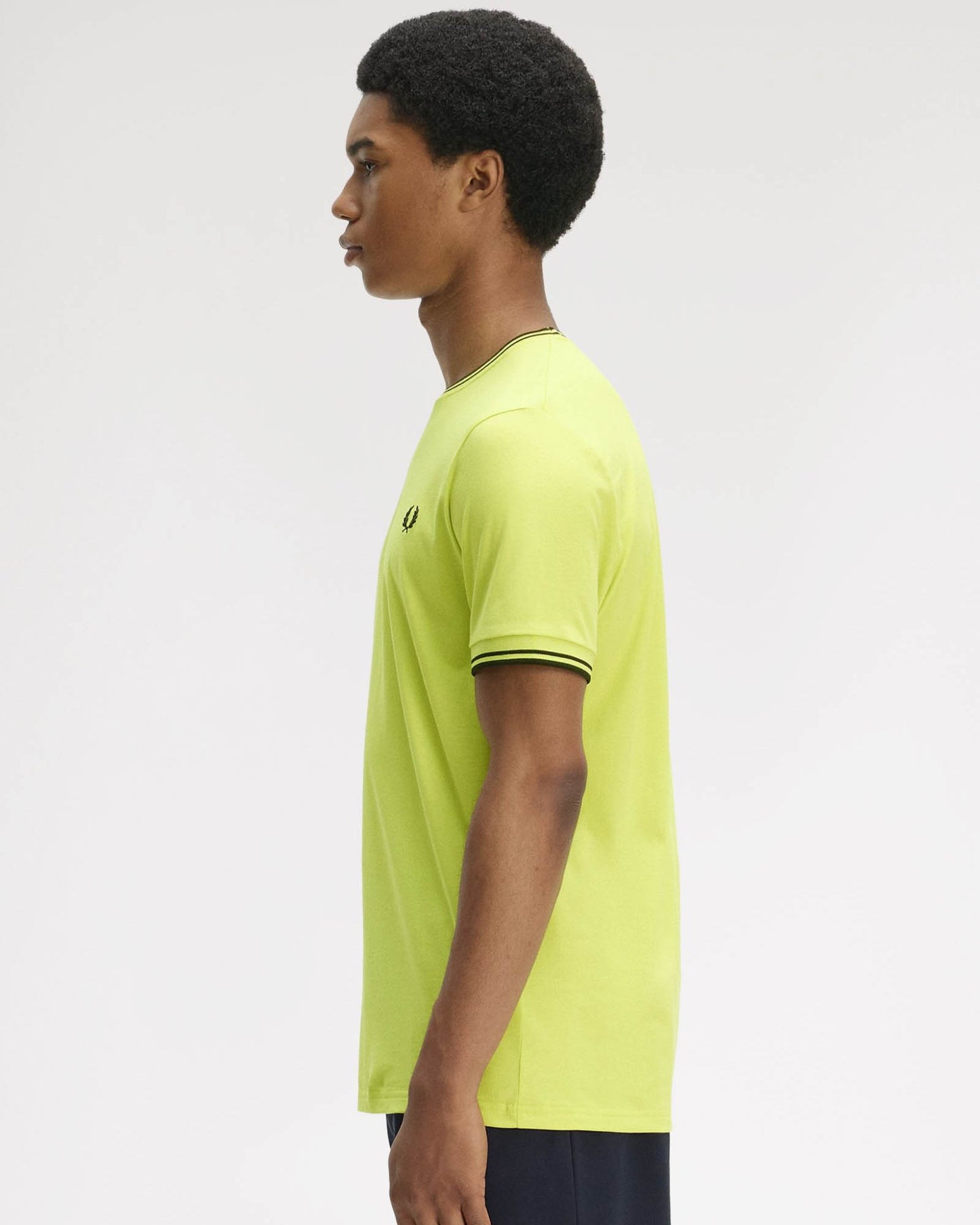 Fred Perry Mens Twin Tipped T-Shirt - Citron/Black/Black 84B | CHO | Designer Mens Short Sleeve T-Shirts & Tops