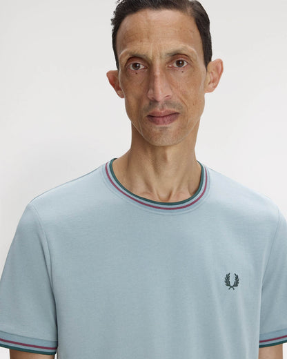 Fred Perry Mens Twin Tipped T-Shirt - Stockport Blue/Oxblood/Grassroots 98A