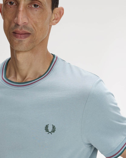 Fred Perry Mens Twin Tipped T-Shirt - Stockport Blue/Oxblood/Grassroots 98A