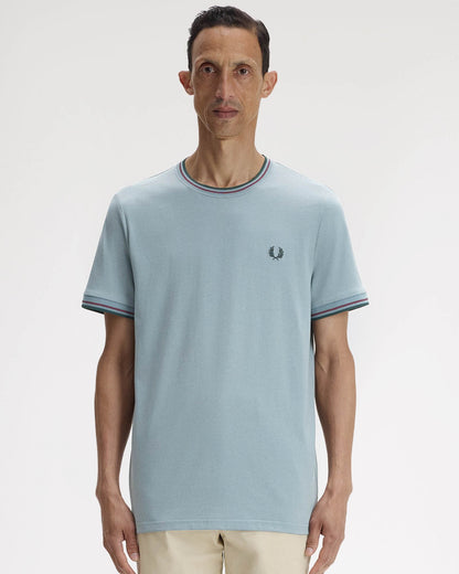 Fred Perry Mens Twin Tipped T-Shirt - Stockport Blue/Oxblood/Grassroots 98A