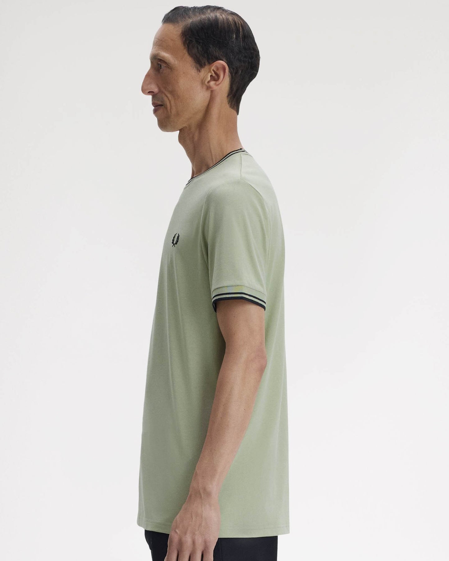 Fred Perry Mens Twin Tipped T-Shirt - Seagrass/Black S23