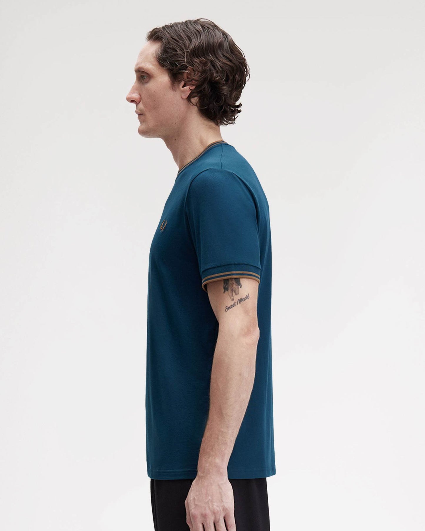 Fred Perry Mens Twin Tipped T-Shirt - Dark Petrol/Shaded Stone Z48