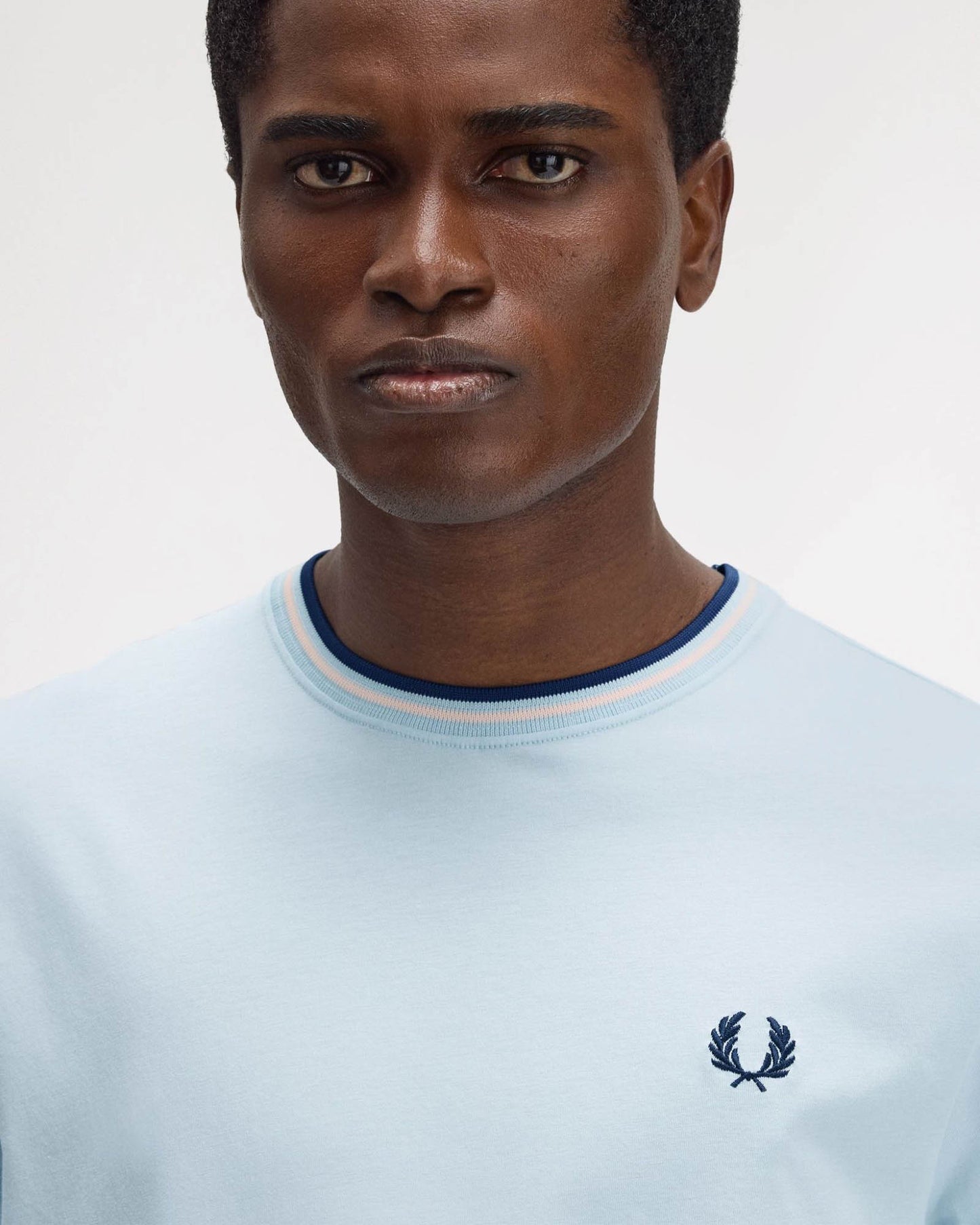 Fred Perry Mens Twin Tipped T-Shirt - Light Ice/Silky Peach/Tennis Blue Z54