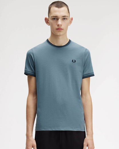 Fred Perry Mens Twin Tipped T-Shirt - Stockport Blue/Navy/Navy Z56