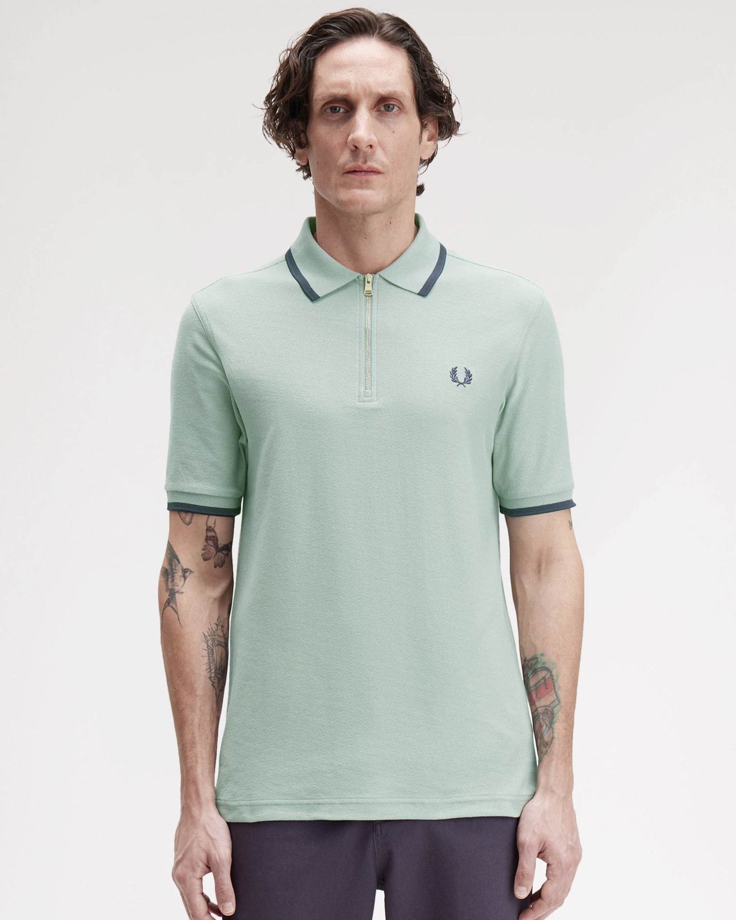 Fred Perry Mens Crepe Pique Polo Shirt - Bay Leaf Z16