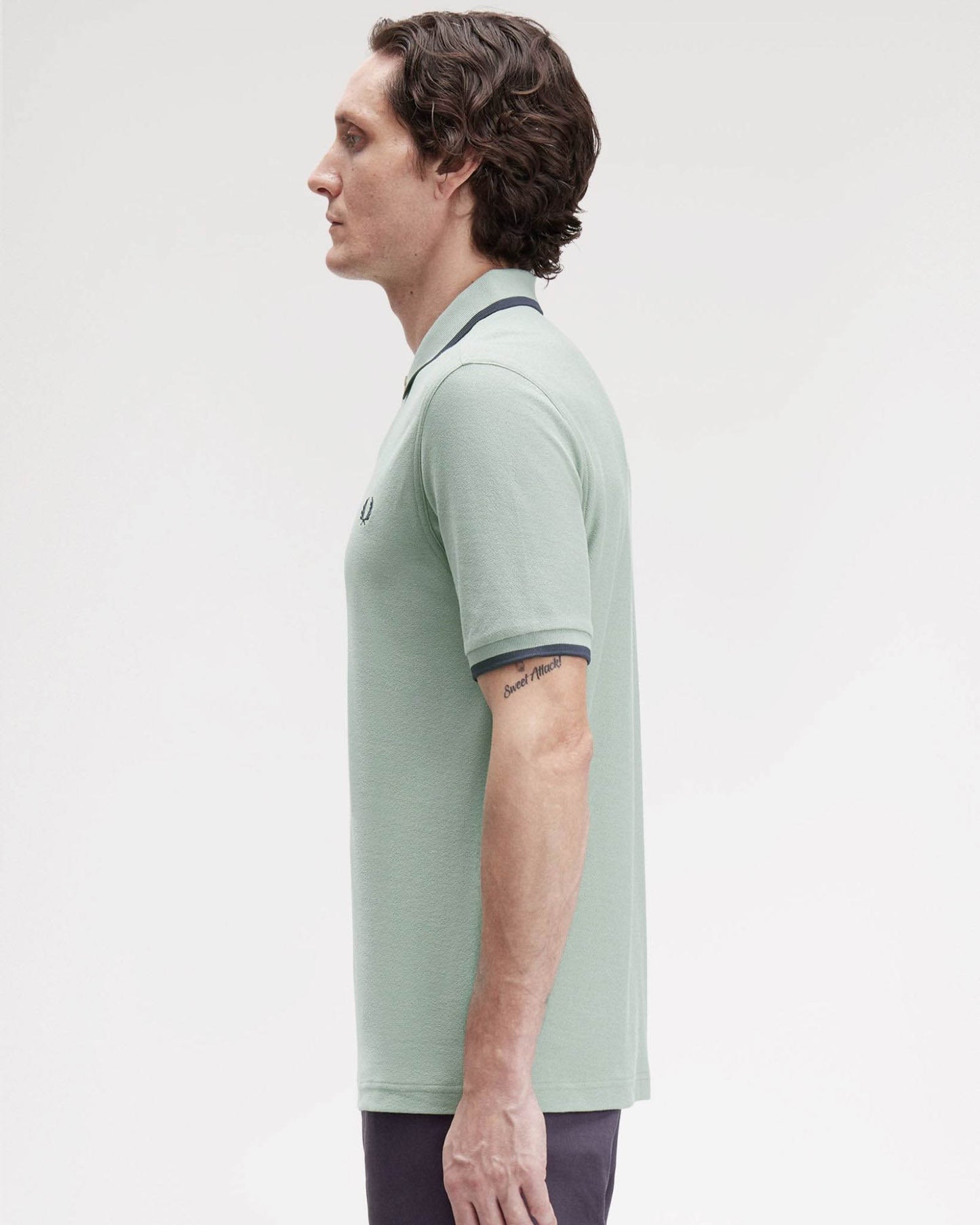 Fred Perry Mens Crepe Pique Polo Shirt - Bay Leaf Z16