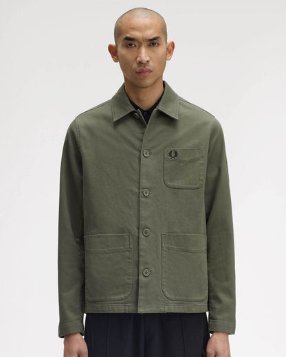 Fred Perry Mens Bedford Cord Overshirt - Laurel Wreath Green X21