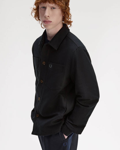 Fred Perry Mens Brushed Twill Overshirt - Black