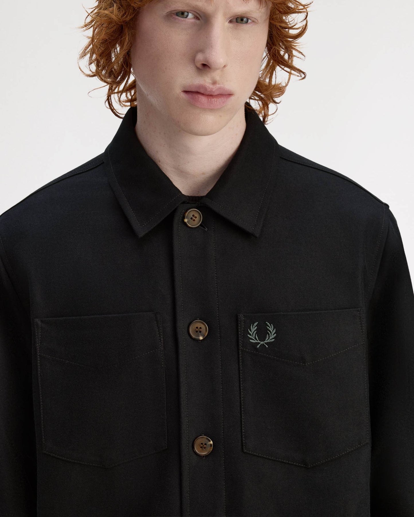 Fred Perry Mens Brushed Twill Overshirt - Black