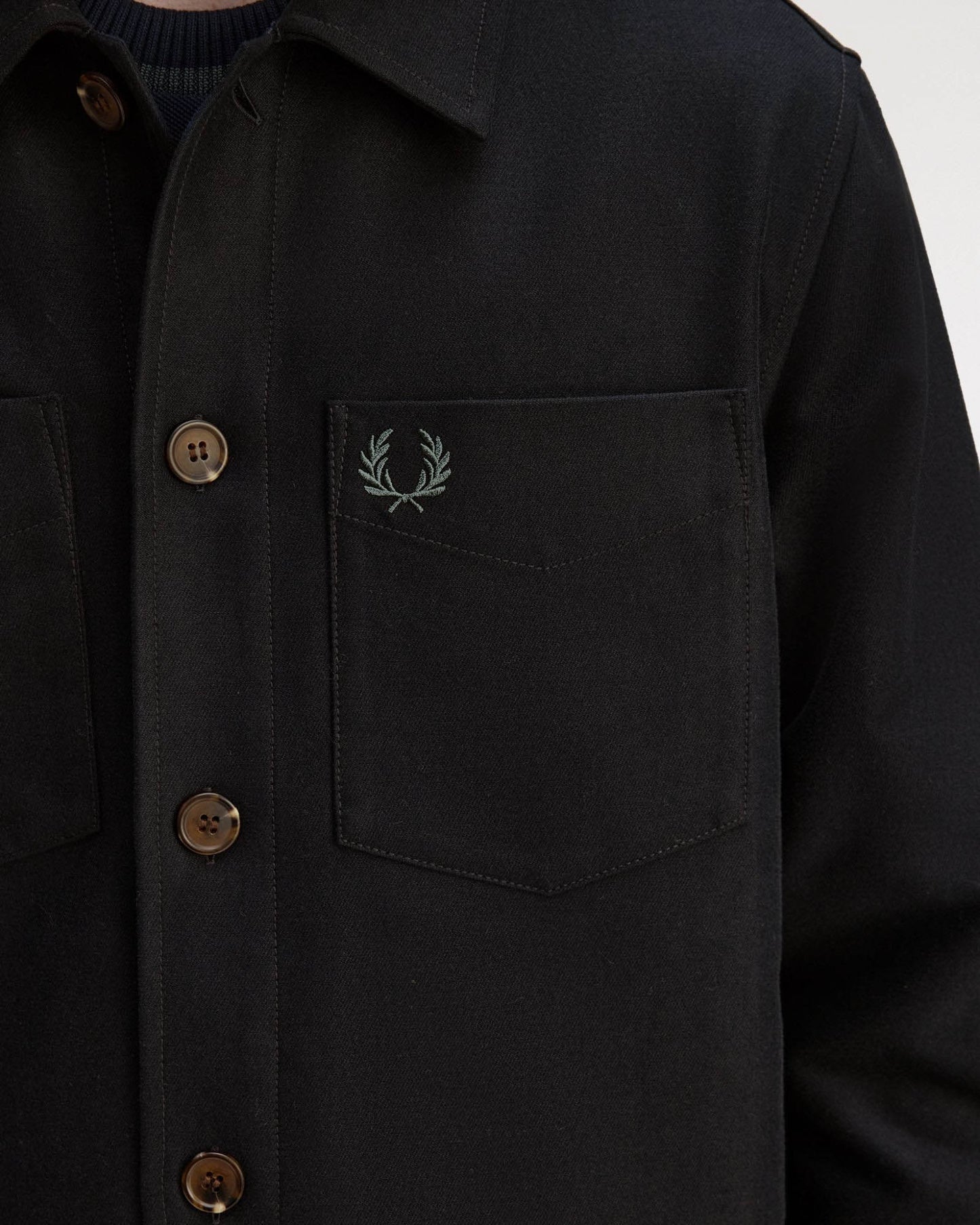 Fred Perry Mens Brushed Twill Overshirt - Black