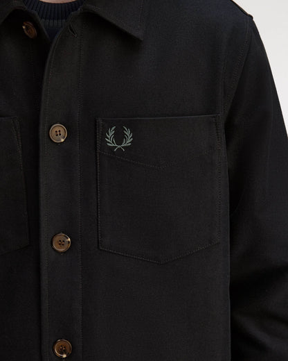 Fred Perry Mens Brushed Twill Overshirt - Black