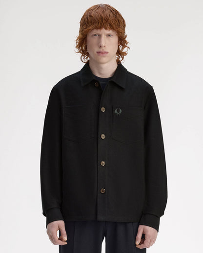 Fred Perry black jacket with a brand logo on a white background