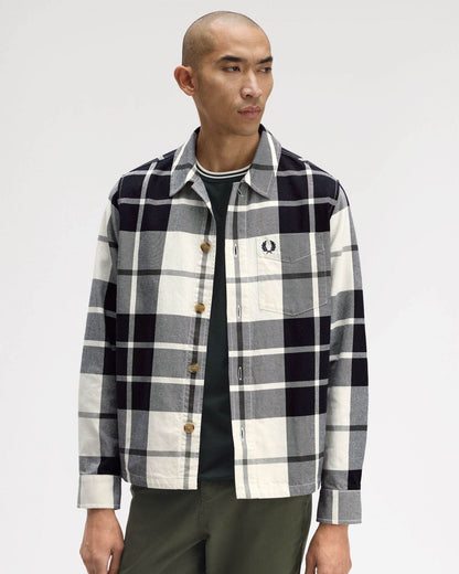 Fred Perry Mens Tartan Twill Overshirt - Ecru 560