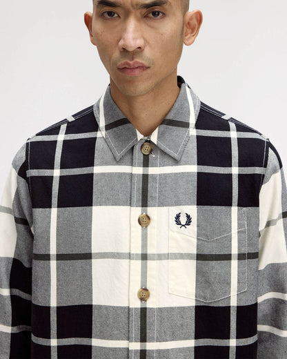 Fred Perry Mens Tartan Twill Overshirt - Ecru 560