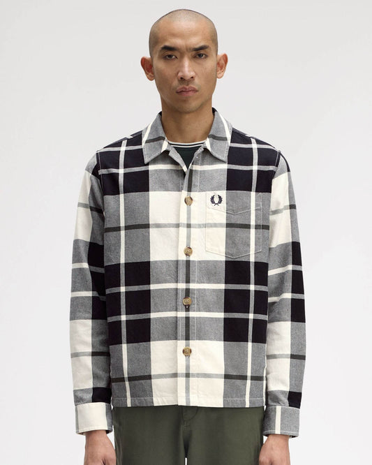 Fred Perry Mens Tartan Twill Overshirt - Ecru 560