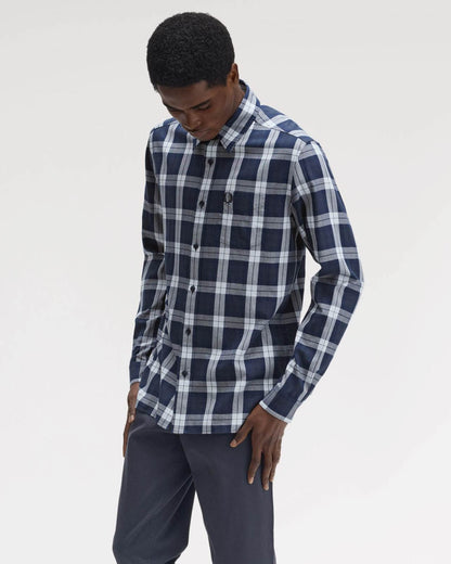 Fred Perry Mens Tartan Twill Shirt - Dark Airforce 738