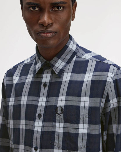 Fred Perry Mens Tartan Twill Shirt - Dark Airforce 738