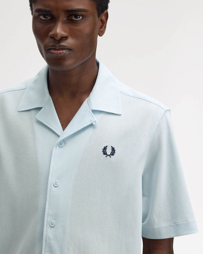 Fred Perry Mens Compress Mesh Revere Collar Shirt - Light Ice R30