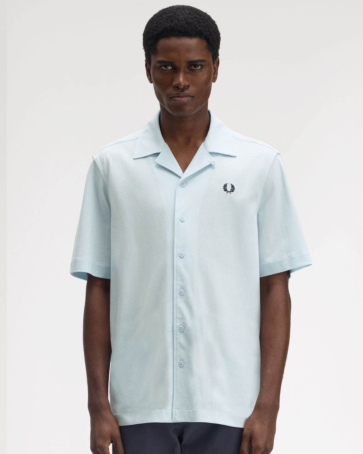 Fred Perry Mens Compress Mesh Revere Collar Shirt - Light Ice R30