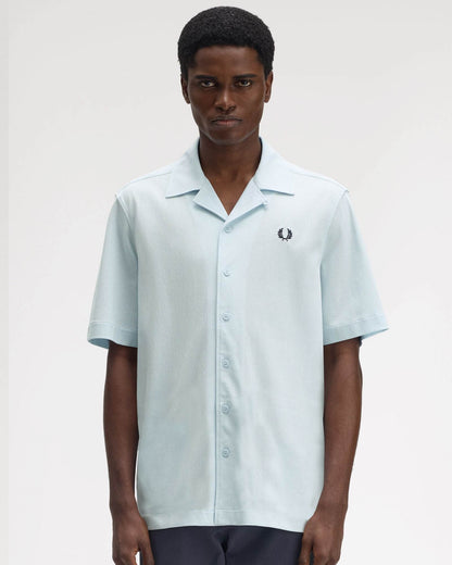 Fred Perry Mens Compress Mesh Revere Collar Shirt - Light Ice R30