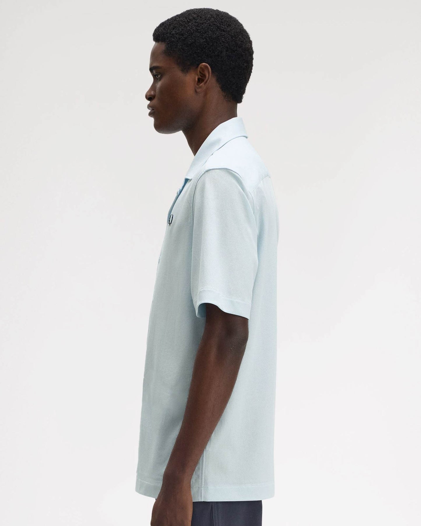 Fred Perry Mens Compress Mesh Revere Collar Shirt - Light Ice R30