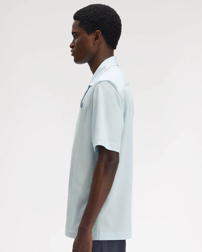 Fred Perry Mens Compress Mesh Revere Collar Shirt - Light Ice R30