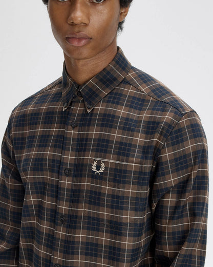 Fred Perry Brushed Twill Tartan Shirt - Burnt Tobacco Q21